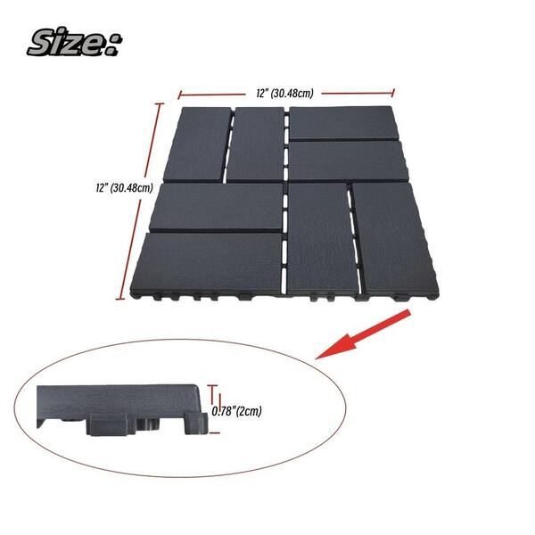 Amucolo 12 in. x 12 in. Waterproof Composite Interlocking Deck Tiles in Gray for Poolside, Balcony, Backyard (Set of 36 Tiles)