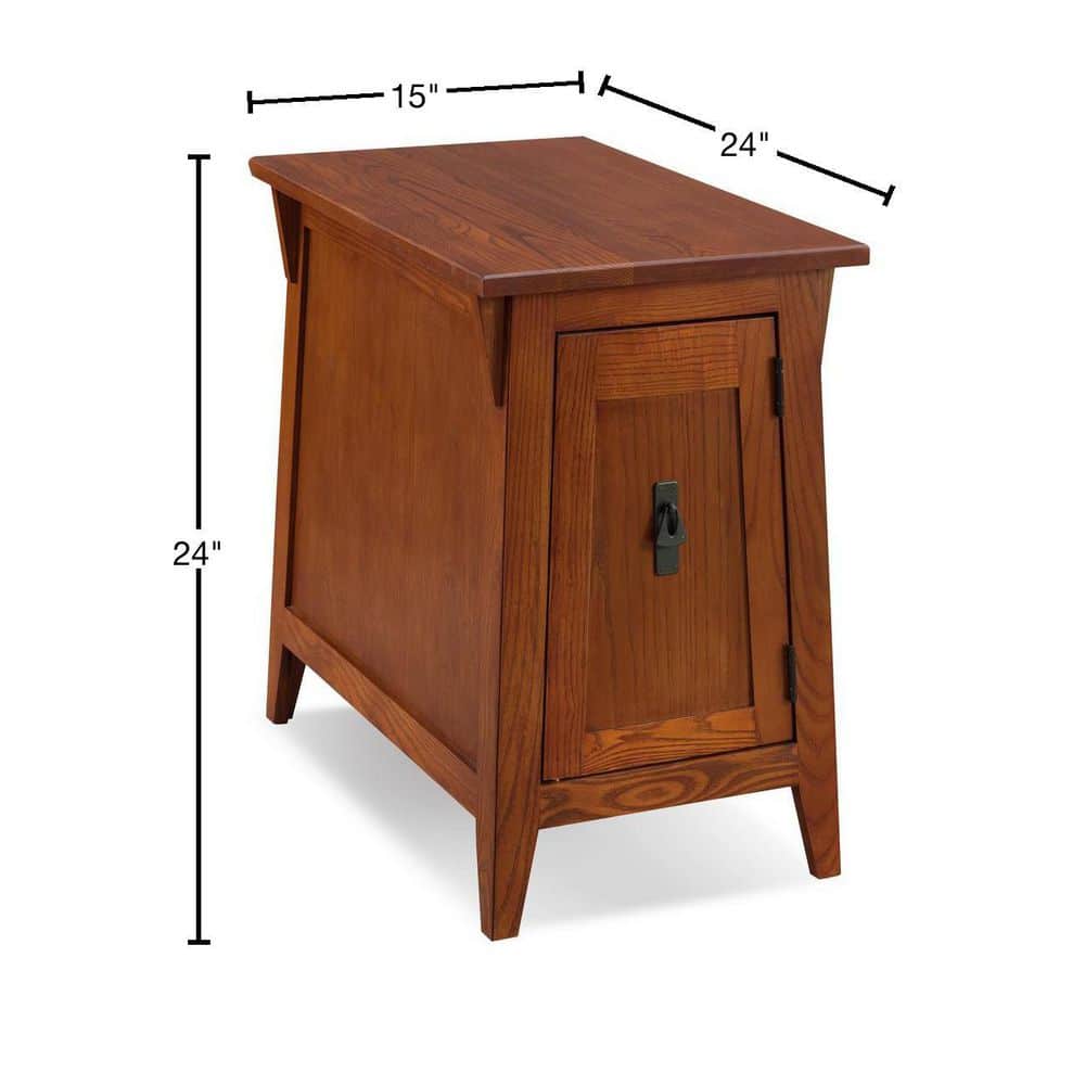 Russet Solid Wood Mission Cabinet End Table with Storage