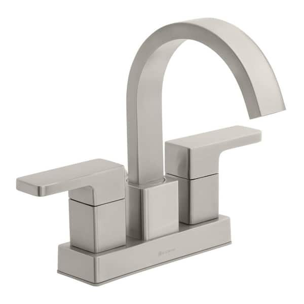 Glacier Bay Marx 4 in. Center set Double-Handle High-Arc Bathroom Faucet in Brushed Nickel