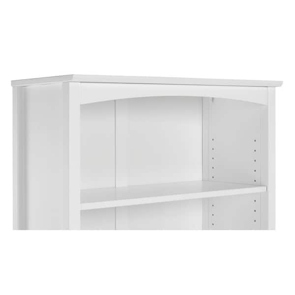 Shaker Style 72 in. White Wood 6-shelf Standard Bookcase with Adjustable Shelves