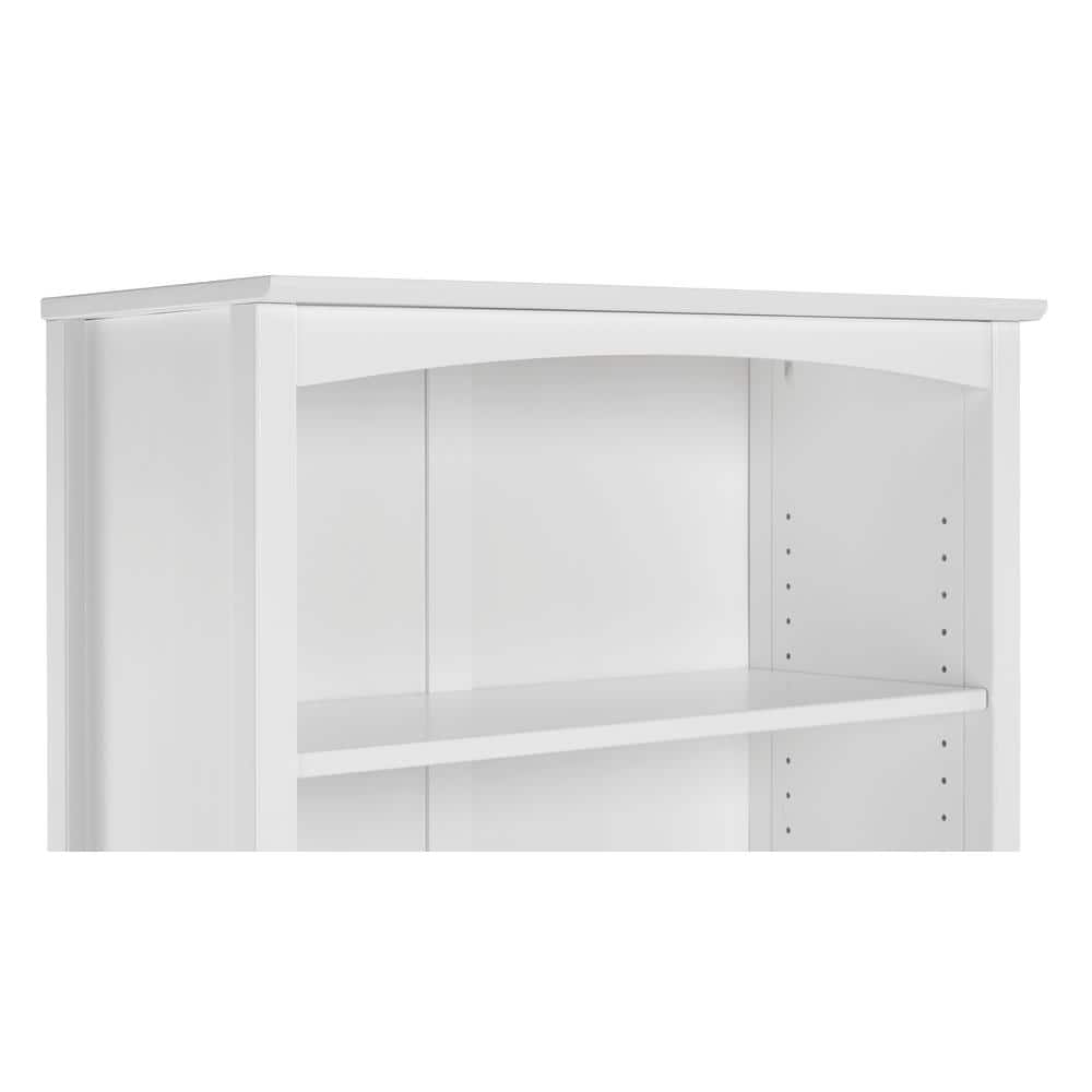 White Solid Pine Adjustable Shaker Style Bookcase, 48"