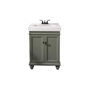Legion Furniture 24 in. W x 14.25 in D. x 34.50 in. H Bath Vanity in Pewter Green with Ceramic Top