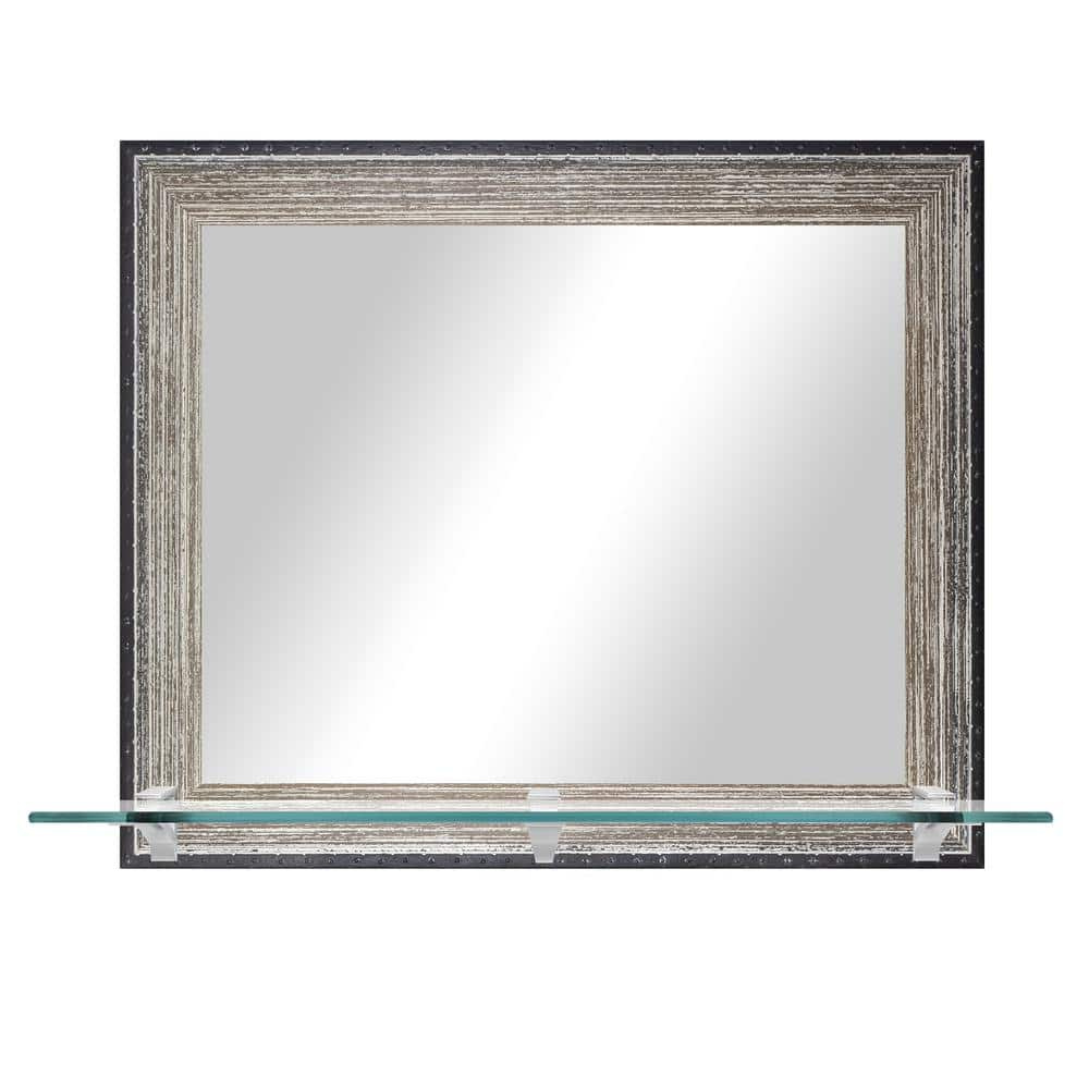 25.5in. W x 21.5in. H Framed Brushed Brown Horizontal Mirror with ...