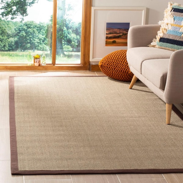 Natural Fiber Sage/Brown 6 ft. x 6 ft. Square Border Area Rug