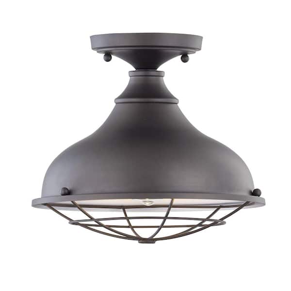 Fifth and Main Lighting Camden 1-Light Medium Aged Bronze LED Outdoor Flush Mount Light