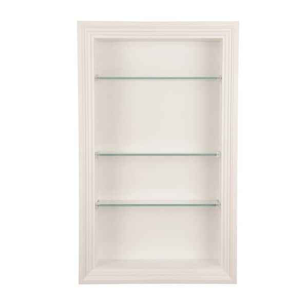 3.5 in. x 15.5 in. x 31.5 in. Nantucket White Enamel Wood Recessed Wall Niche