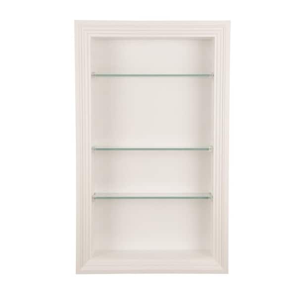 WG Wood Products Nantucket 3.5 in. x 15.5 in. x 35.5 in. White Enamel Wood Recessed Wall Niche