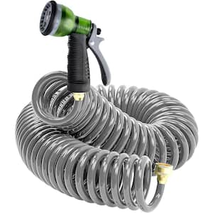 3/4 in. Dia x 50 ft. Collapsible Coil Garden Hose with 7 Pattern Spray Nozzle and Brass Connector