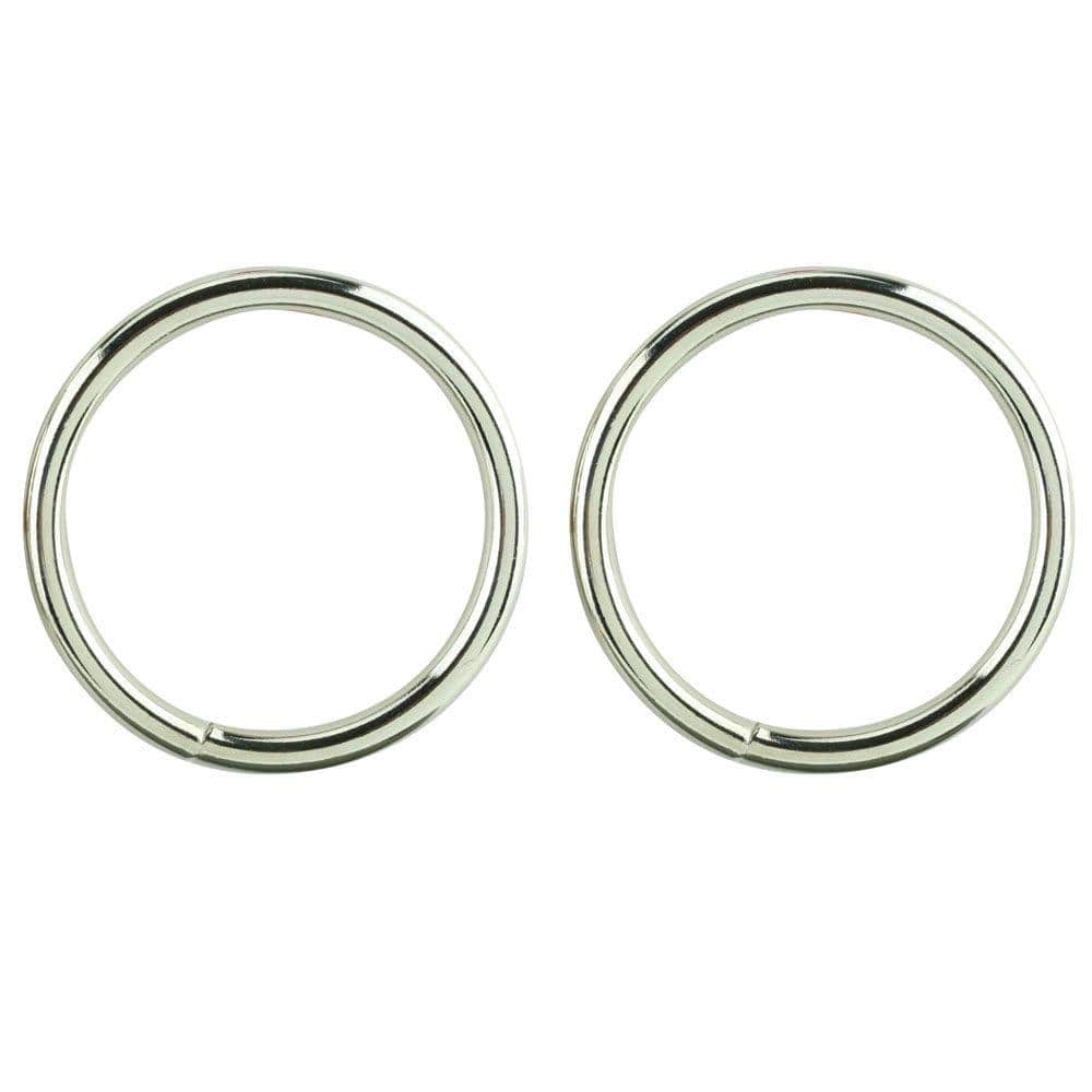 Everbilt 200 lb. x 3/16 in. x 1-1/2 in. Nickel-Plated Welded Steel Rings  (2-Pack) 7065S-12 - The Home Depot