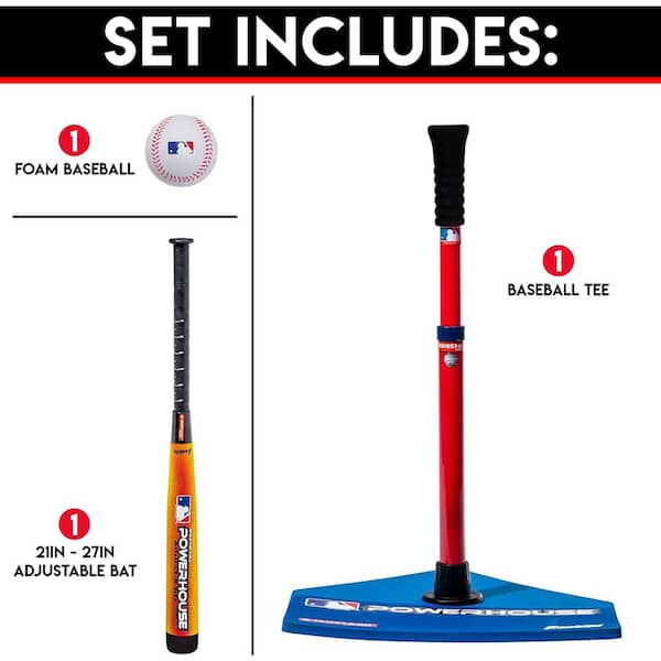 Tee Ball Set in Red and Blue with Adjustable Tee Height of 21 to
