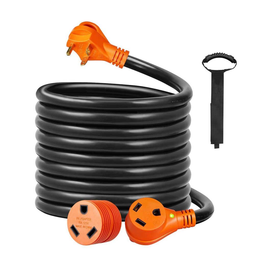25 ft RV Extension Cord 30 Amp 125V STW 10 AWG NEMA TT 30P to TT 30R with LED Indicator Handle and 15A Adapter price history on PriceWatchPro
