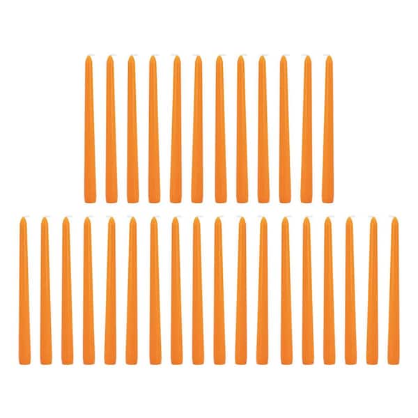 A & B Home Orange Unscented Soy Wax Taper Candles - (Set of 30)