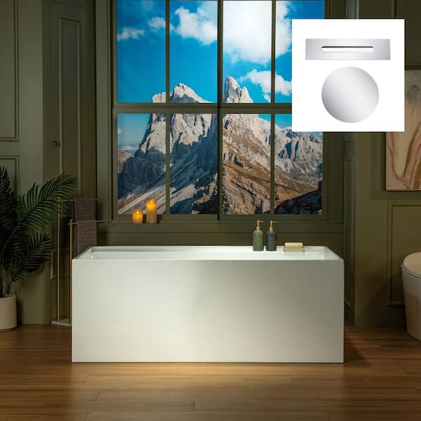 WOODBRIDGE 59 in. x 29.5 in. Soaking Bathtub with Reversible Drain in White with Polished Chrome