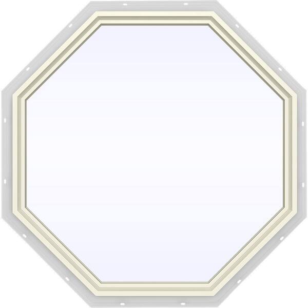 JELD-WEN 47.5 in. x 47.5 in. V-4500 Series Cream Painted Vinyl Fixed Octagon Geometric Window w/ Low-E 366 Glass