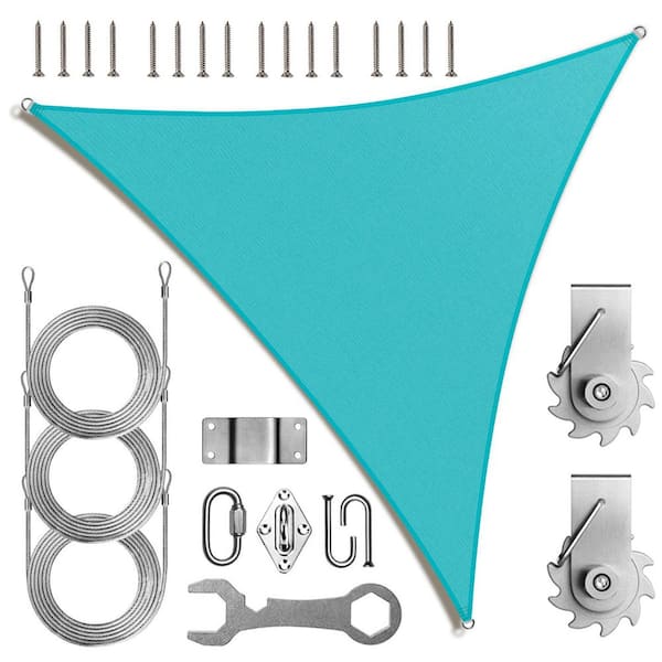 22 ft. x 22 ft. x 22 ft. Triangle Sunshade Sail with Hardware TAWAL-Turquoise