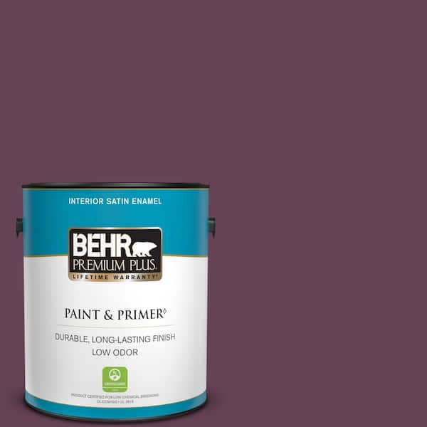 BEHR PREMIUM PLUS 1 gal. #S-G-690 Delicious Berry Satin Enamel Low Odor Interior Paint & Primer