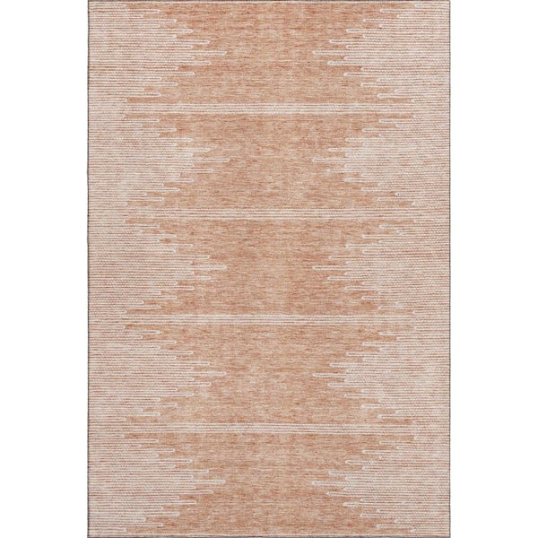 Mayfield Premium Machine Washable Indoor/Outdoor Geometric AMF647 Salmon 2 ft. 6 in. x 3 ft. 10 in. Area Rug