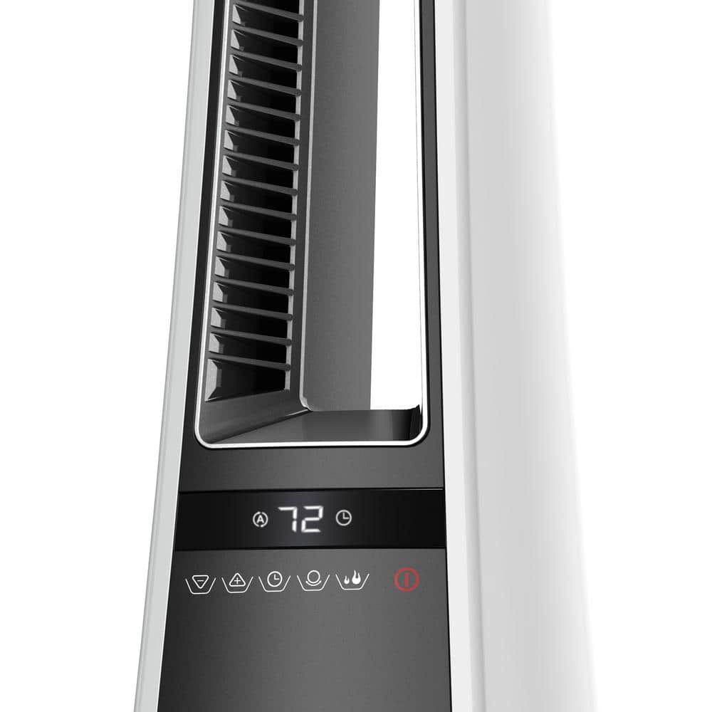 Blue Ceramic Bladeless Floor-Standing Heating Fan with Thermostat
