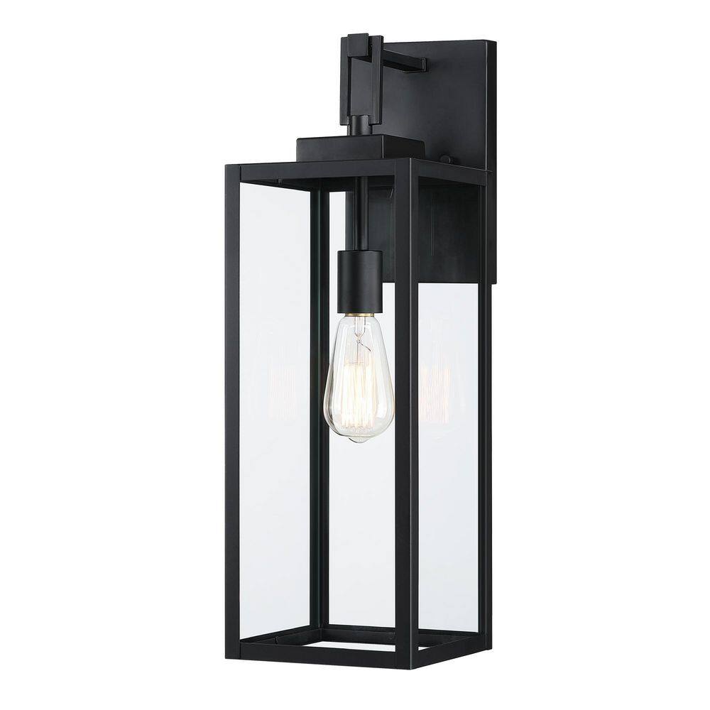 Bonanza 22 in. 1-Light Matte Black Outdoor Wall Lantern Sconce with Clear Glass Shade, 1 x E26 price history on PriceWatchPro