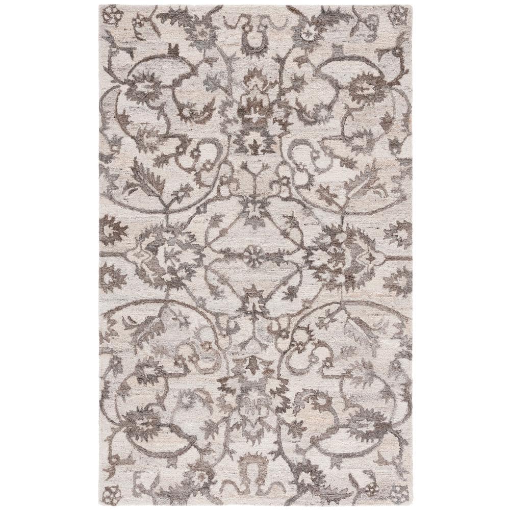 Anatolia Ivory and Brown Hand-Tufted Wool Area Rug, 8' x 10'