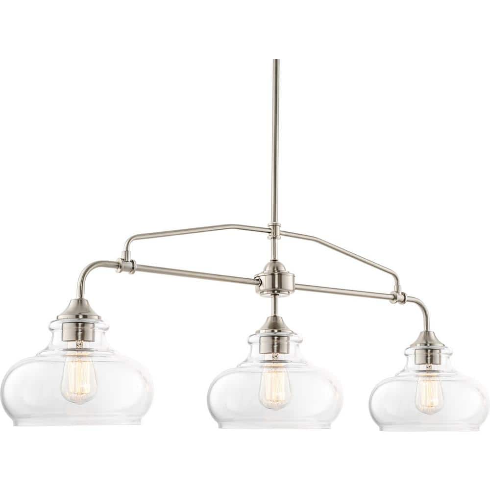 Harlow 38" Brushed Nickel Pendant Lamp with Clear Glass Dome Shades