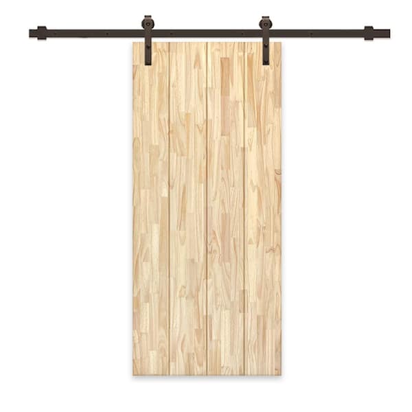 CALHOME 24 in. x 80 in. Natural Pine Wood Unfinished Interior Sliding Barn Door with Hardware Kit