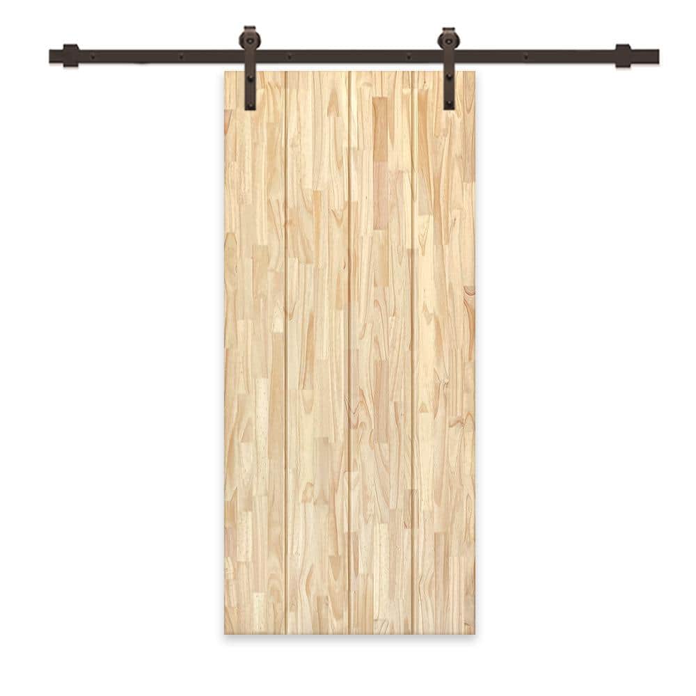 30 in. x 84 in. Natural Pine Wood Unfinished Interior Sliding Barn Door with Hardware Kit price history on PriceWatchPro