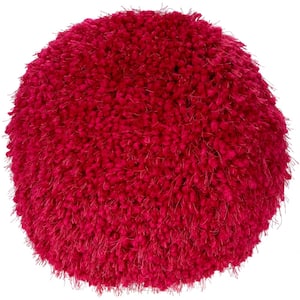 Shag Hot Pink Shag 14 in. x 14 in. Round Throw Pillow