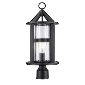 Prado 19.75 in. 1-Light Black Metal Hardwired Outdoor Weather Resistant Post Light Fixture with No Bulbs Included