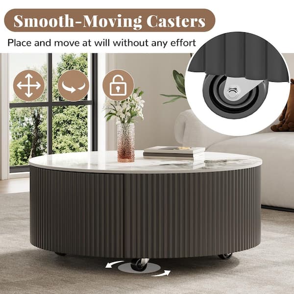 Harper & Bright Designs 29.5 in. Gray Round Movable Marble Pattern