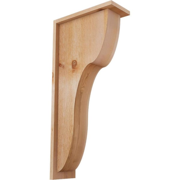 Ekena Millwork 6 in. x 14 in. x 26 in. Western Red Cedar Carmel Rough Sawn Corbel with Backplate
