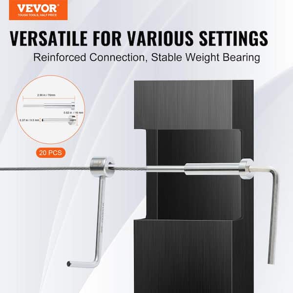 20 Pack Invisible Cable Railing kit T316 Stainless Steel 1/8 in. Invisible Receiver and Swage Stud End for Cable Railing