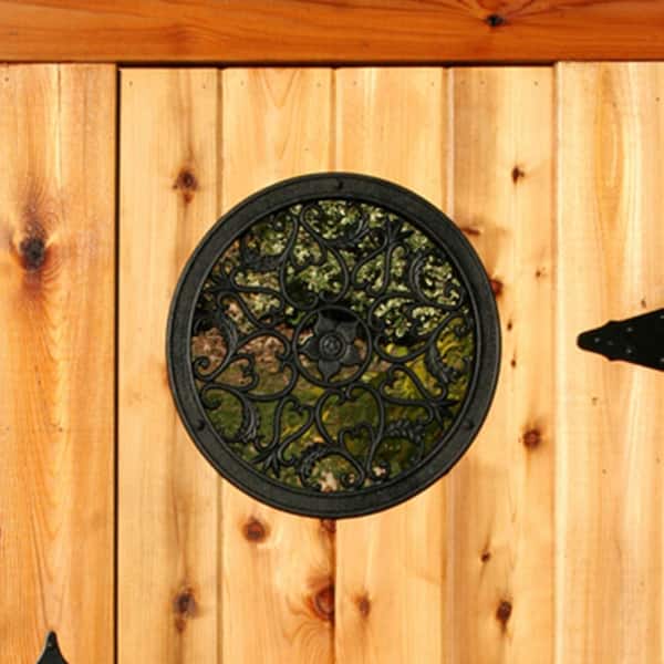 15 in. Diameter Black Cast Aluminum Round Insert for Wooden Gate or Fence