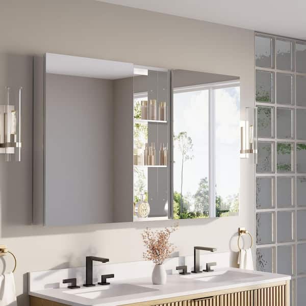 60 in. W x 36 in. H Rectangular Combo Recess/Surface Mount Medicine Cabinet with Mirror, Soft Close Door