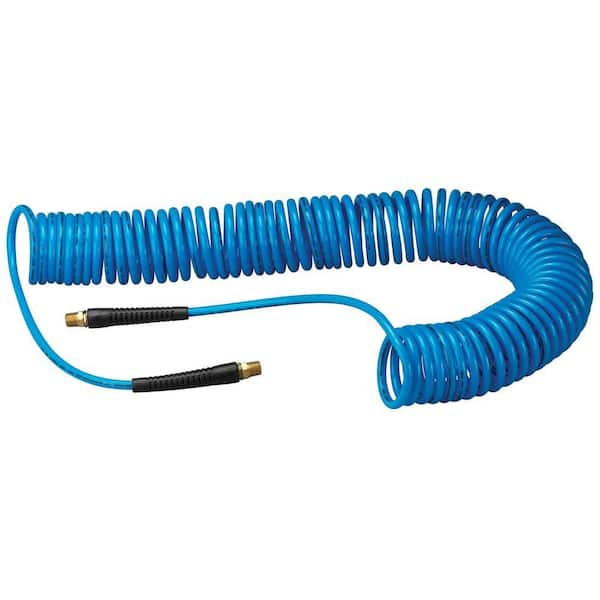 Amflo 1/4 in. x 50 ft. Polyurethane Recoil Hose with Pigtails, 1/4 in. Male Swivels and Bend Restrictors