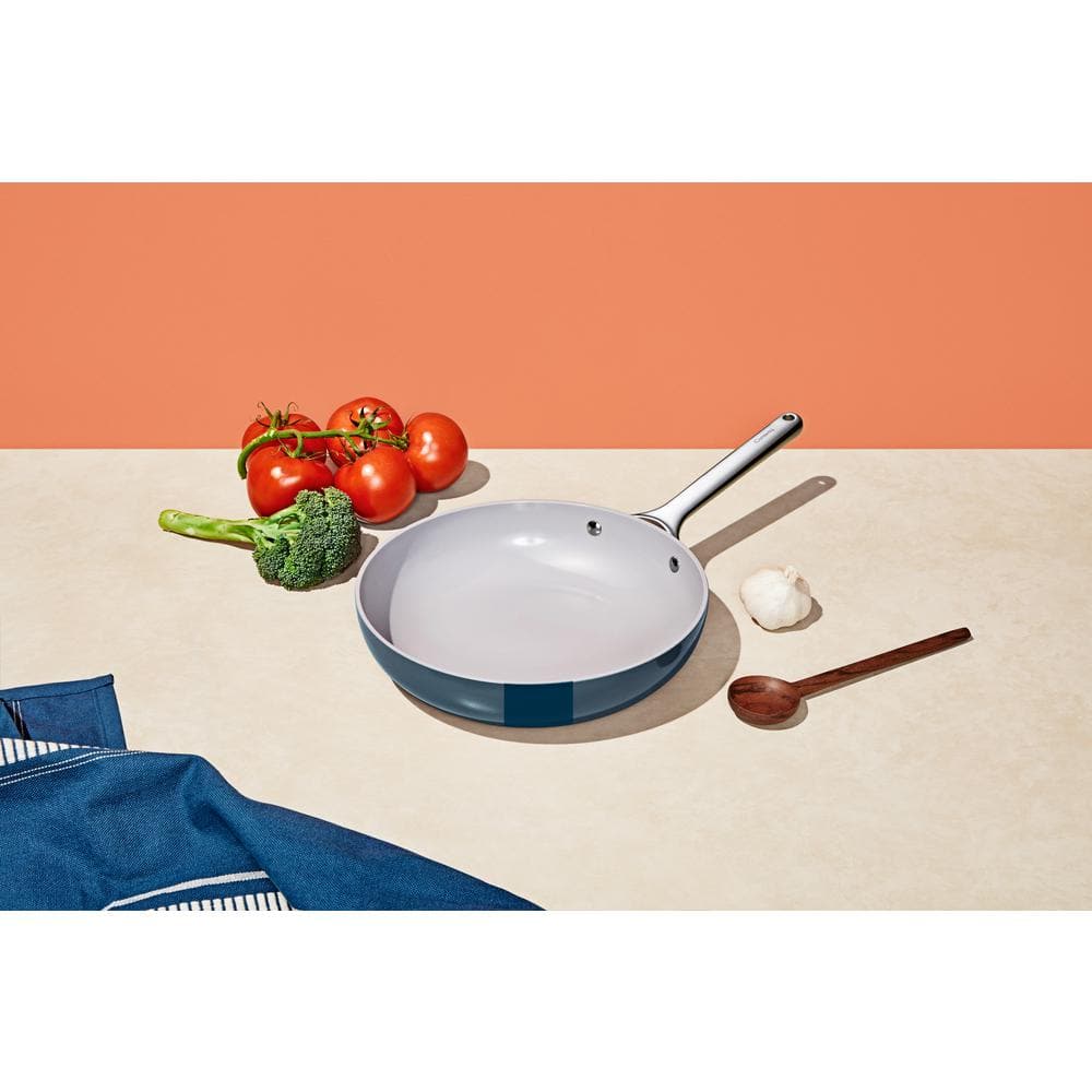 Navy Ceramic Coated Non-Stick Fry Pan with Stainless Steel Handle