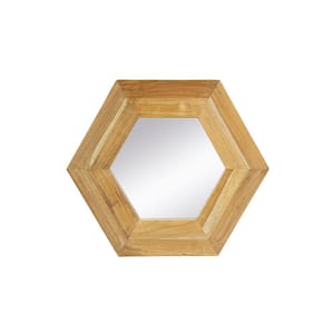 21.5 in. W x 18.5 in. H Hexagon Wood Framed Wall Mount Modern Decorative Bathroom Vanity Mirror