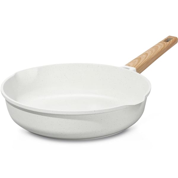 11 in. White Ceramic Nonstick Aluminum Skillet for Gas, Electric and Induction, PTFE PFOA Free Cooking Pan
