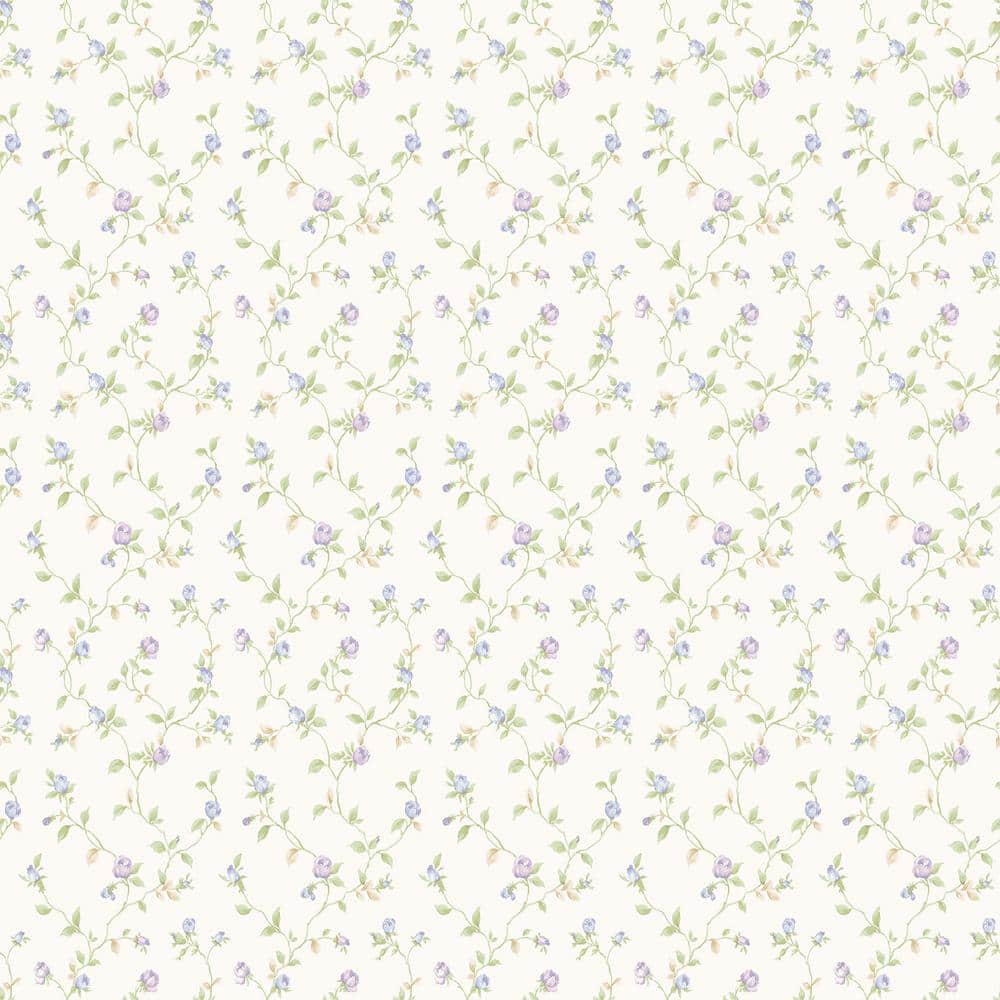 Miniatures 2 Lilac/Green/Ivory Rose Bud Trellis Vine Design Matte Finish No