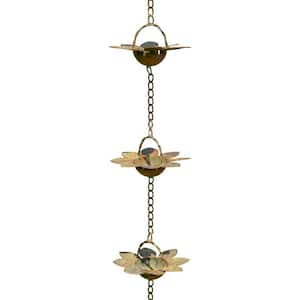 78 in. Long Iron Flower Rain Chain in Antique Copper