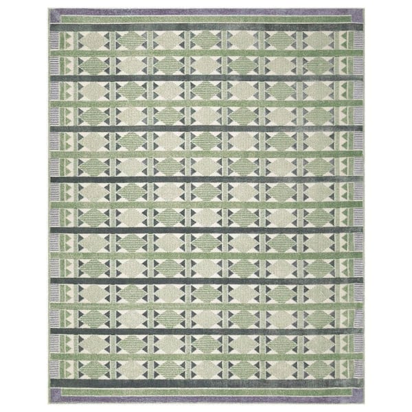 Nourison Nordic Green Blue 8 ft. x 10 ft. Geometric Contemporary Area Rug