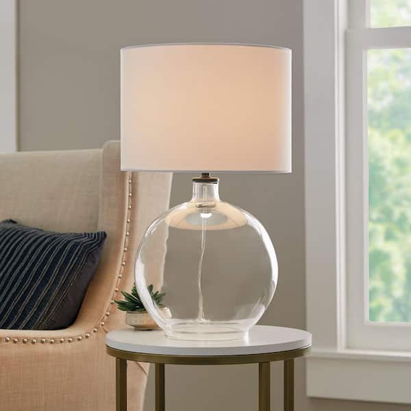 Hampton Bay Windmere 21.5 in Clear Glass Table Lamp with LED Bulb Included
