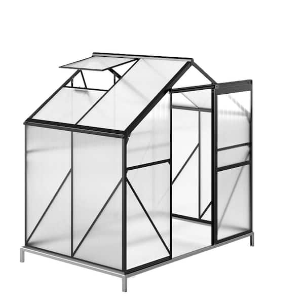 Lofka 6 ft. W x 4 ft. D Greenhouse for Outdoors, Aluminum Walk-in Green Houses kit with Rain Gutter and Roof Vent