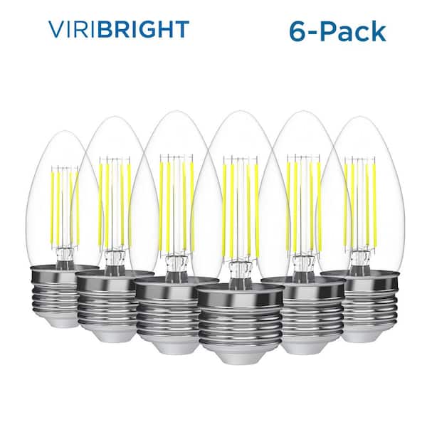 Viribright 35-Watt Equivalent (2,700K) B10 Dimmable 90+ CRI Chandelier LED  Light Bulb, Warm White (6-Pack) 74552-6 - The Home Depot