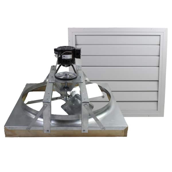 Maxx Air 30 in. 5950 CFM Belt Drive Galvanized Steel Traditional Whole House Fan with White Automatic Shutter