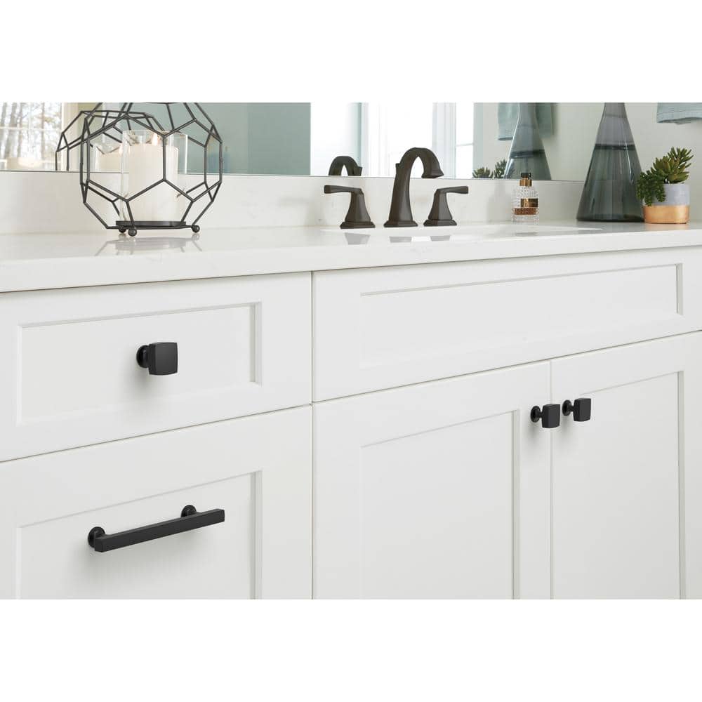 Matte Black 5-1/16 Inch Modern Cabinet Pull with Mounting Hardware