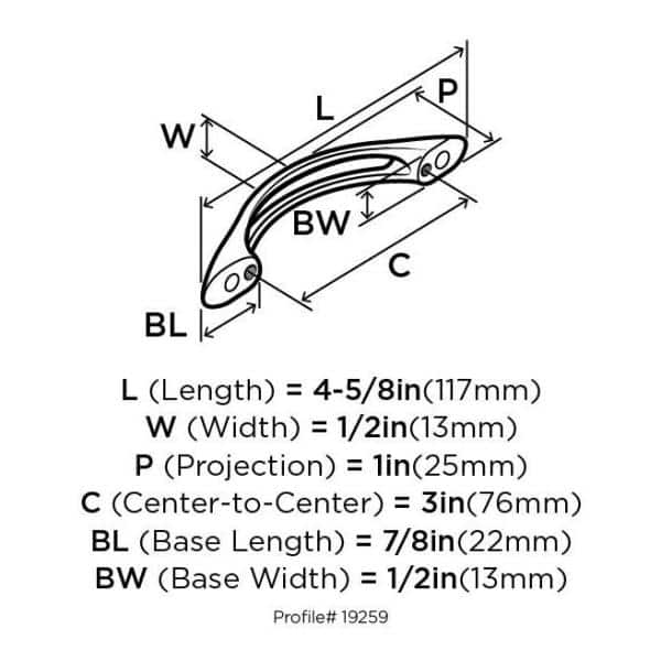 Amerock Essential'Z 3-in (76mm) Center to Center Satin Nickel Arch Handle Drawer Pull
