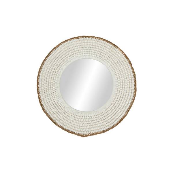 Medium Round White Casual Mirror (36 in. H x 41.75 in. W)