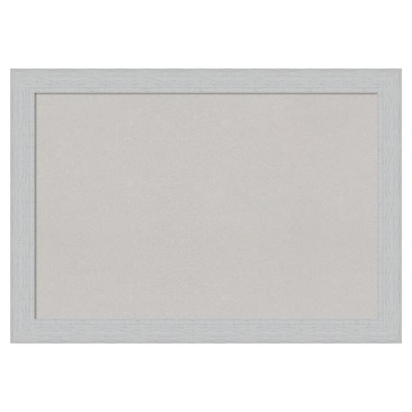 Amanti Art Shiplap White Wood Framed Grey Corkboard 40 in. x 28 in. Bulletin Board Memo Board