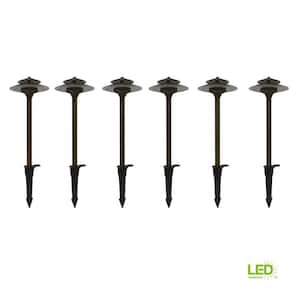 20-Watt Equivalent Low Voltage Brass Integrated LED outdoor Landscape Path Light (6-Pack)